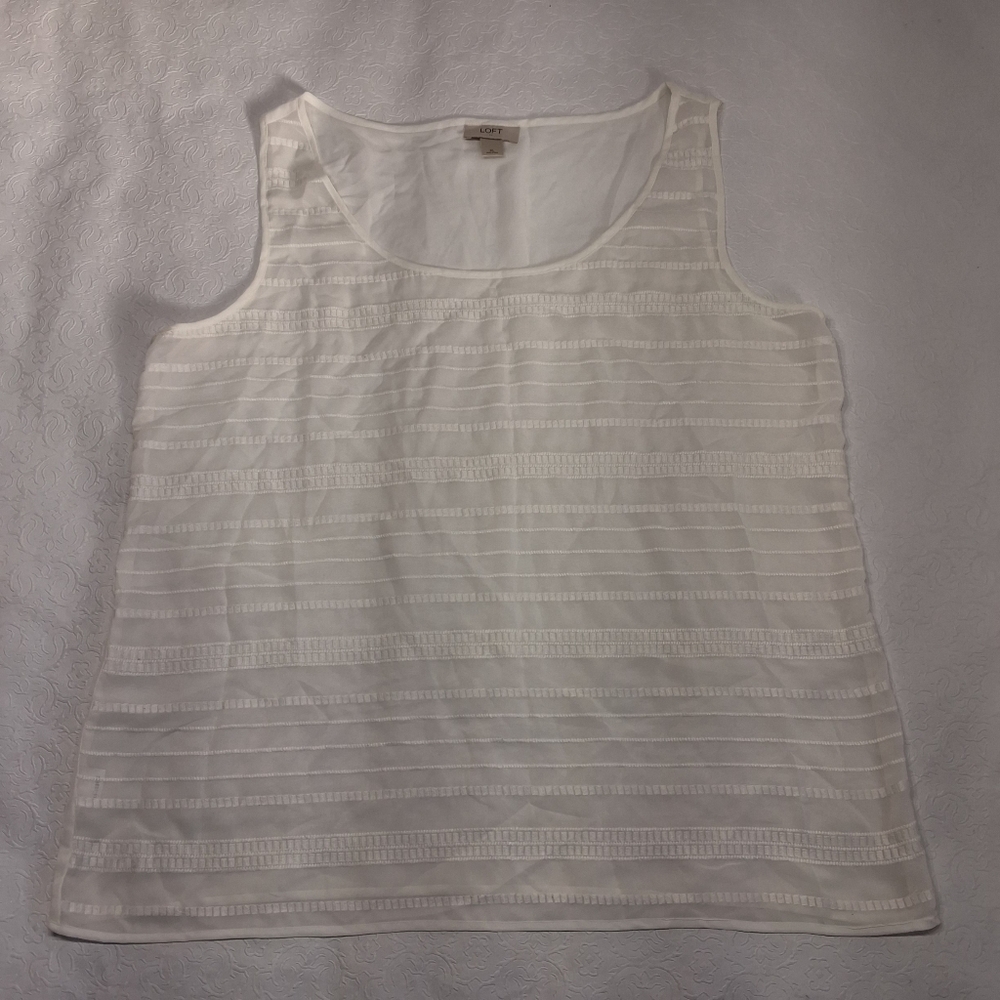 Ann Taylor Loft White Lace Tank Top Size XL
